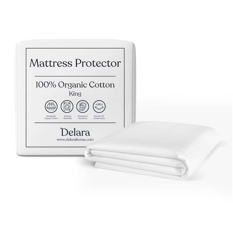 Delara 100% Organic Cotton Mattress Protector 300TC Cover - King(78"X80")