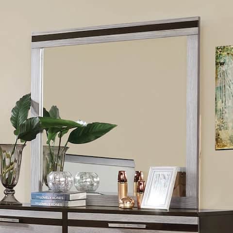 Wooden Square Frame Mirror, Silver & Espresso Brown - 38 H x 40 W x 1 L Inches