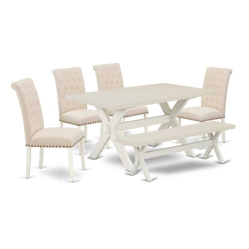 6-Piece Dining Set - Table, Chairs, and Bench - Modern Kitchen Set