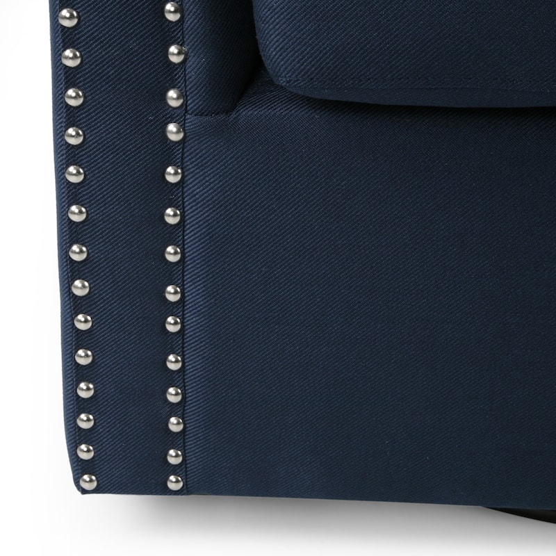 Blue 31.25" Upholstered Swivel Club Chair