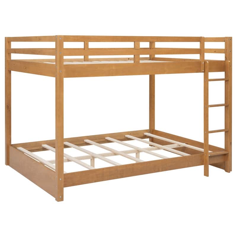 Wood Queen Size Bunk Bed with Ladder