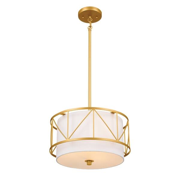 slide 1 of 1, Birkleigh 14 in. 3-Light Classic Gold Convertible Pendant Hanging Light/Semi Flush