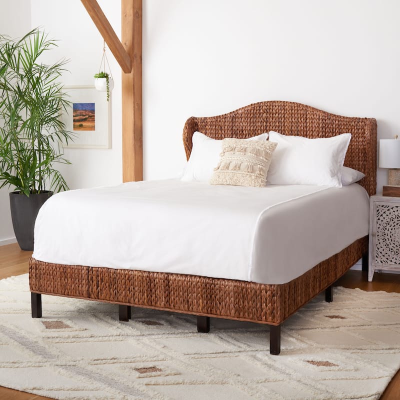 SAFAVIEH Regine Coastal Rattan Bed - Brown/Espresso - Full