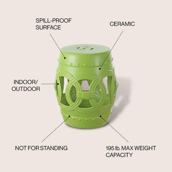 dimension image slide 3 of 15, Lucky Coins 16" Chinese Ceramic Drum Garden Stool