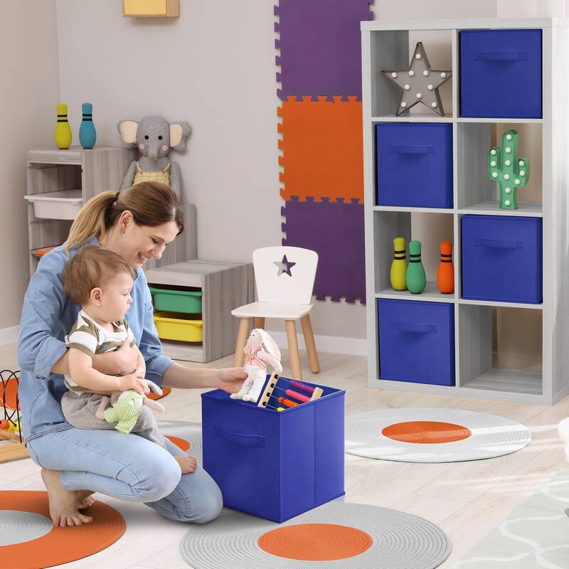 Sorbus Fabric Storage Bins 13" Foldable Cubes With Handles For Pantry, Cubbies, Toy And Closet Shelving Organization - 6Pk