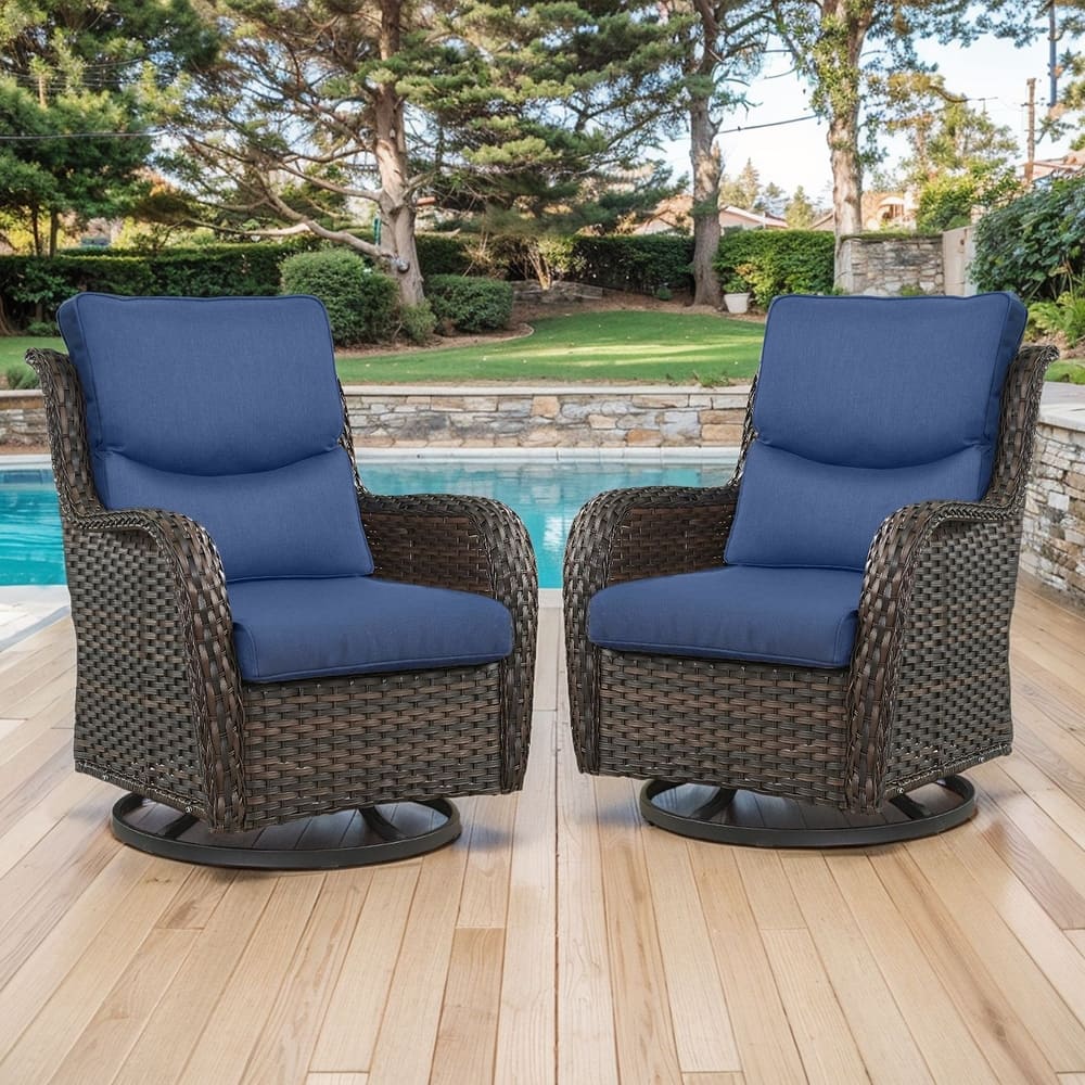 Outdoor Gliders Swivel Chairs Patio Chairs with 5-Inch Thick Cushions