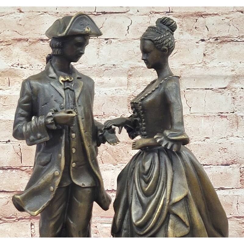 Romantic Scene Between British Officer Lord Lady - Bronze Sculpture Romantic Decor
