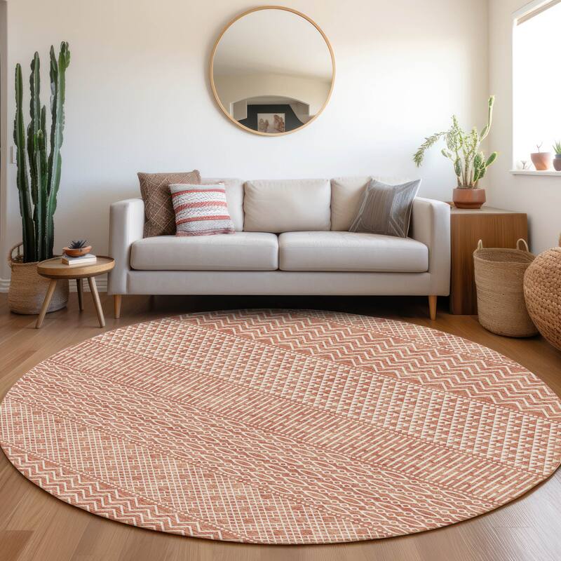 Premium Washable Super Soft Modern Moroccan Mayfield Rug - Salmon - 8' x 8'