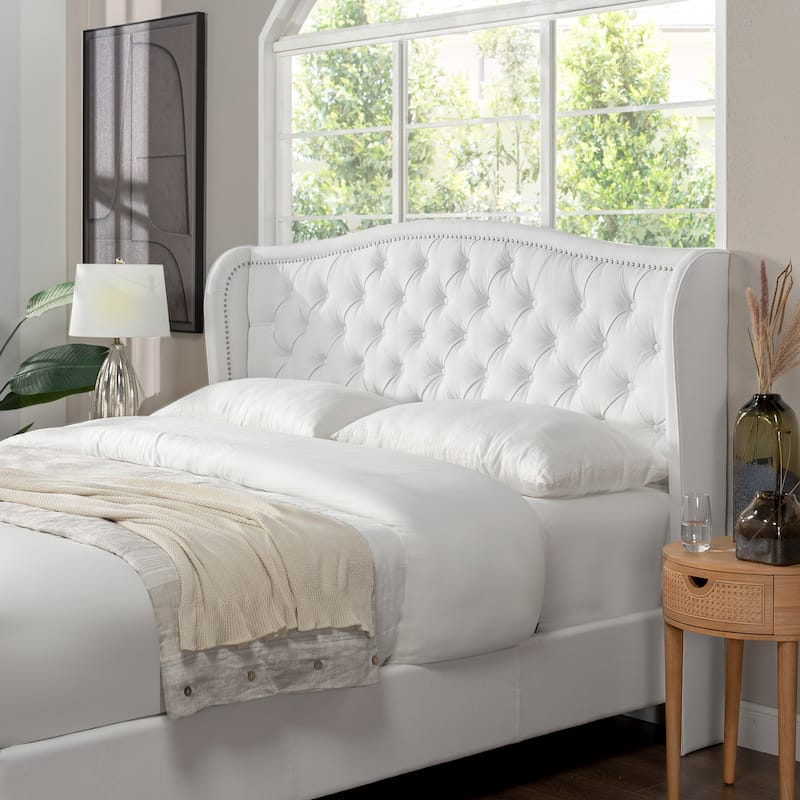 Athens Upholstered Nailhead Tufted Wingback Panel Bed