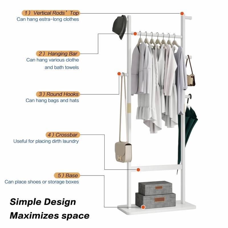 Solid Wood Coat Rack - Easy-to-Assemble Freestanding Hanger for Bedroom, Entryway, or Living Room