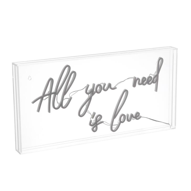All You Need Is Love 23.63" X 11.75" Contemporary Glam Acrylic Box USB Operated LED Neon Light, Pink by JONATHAN Y