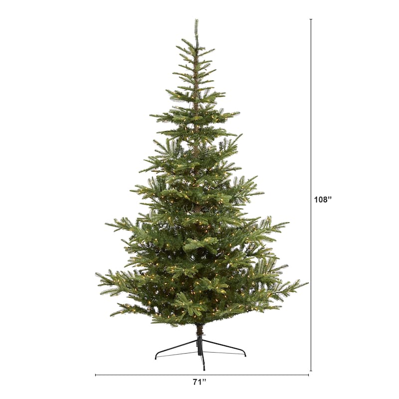 9' Pre-Lit Layered Washington Spruce Artificial Christmas Tree, Clear LED Lights - 9 Foot