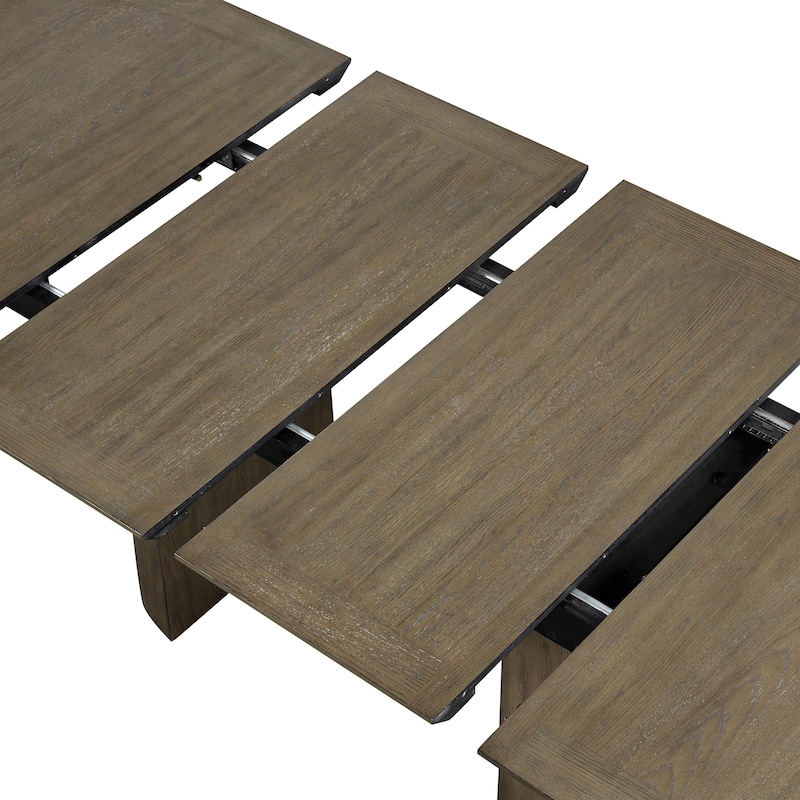 Furniture of America Lenn Modern Farmhouse 9-Piece Oak Wood Extendable Dining Table Set with Leaf