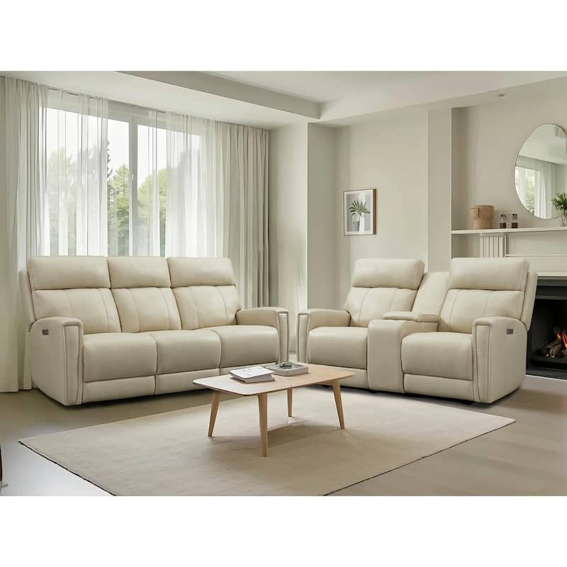 154'' W 5-Seat Power Sofa set with Zero Gravity, Adjustable Headrest and USB&Type-C Ports - Cream