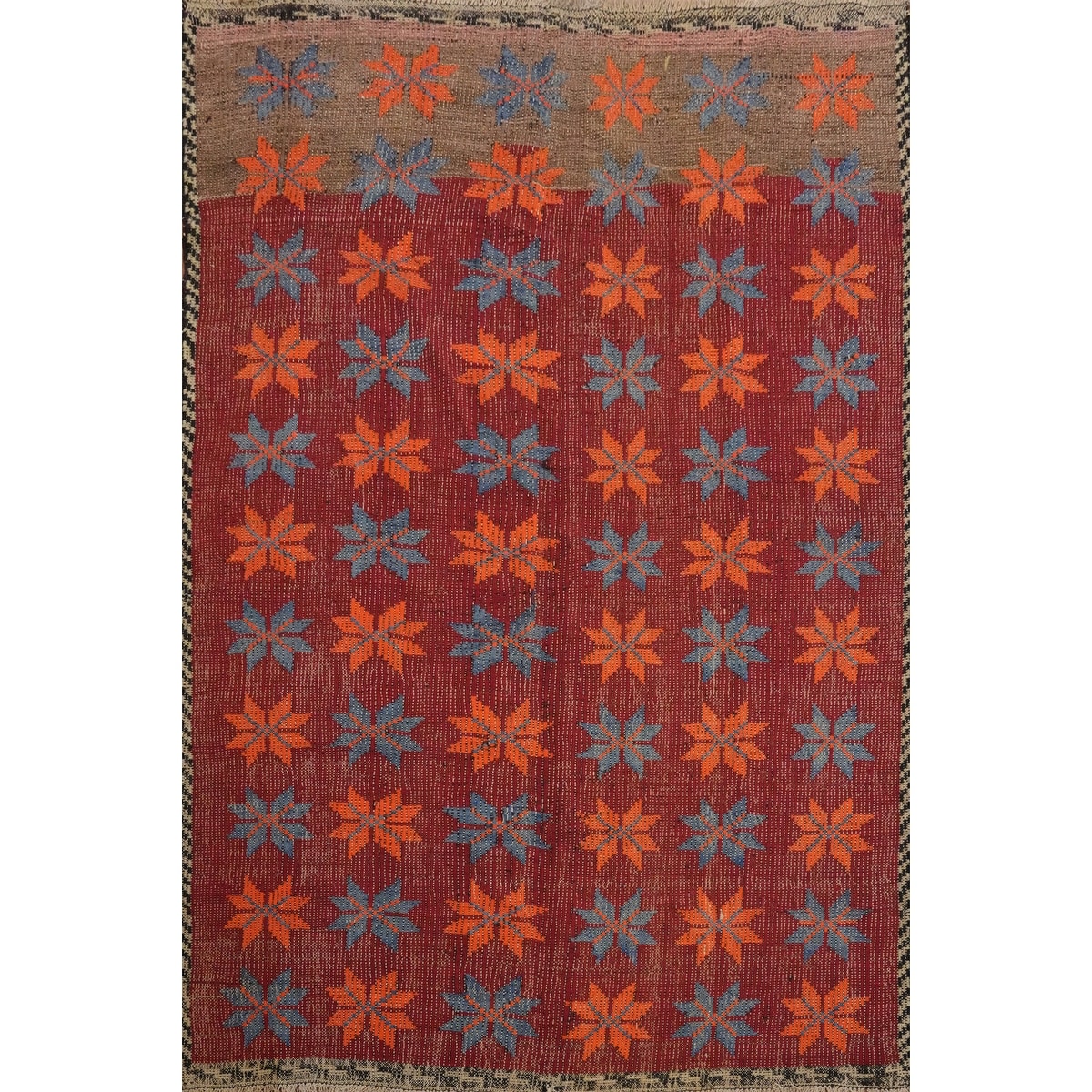 Hand Woven Oriental 100% Wool Carpet Southwestern Tribal Red Kilim Area Rug - 7' 5'' X 5' 8''
