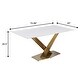 preview thumbnail 66 of 75, Voren Modern Rectangular Dining Table, Sintered Stone/Tempered Glass Top & Stainless Steel Gold Finish Pedestal Base