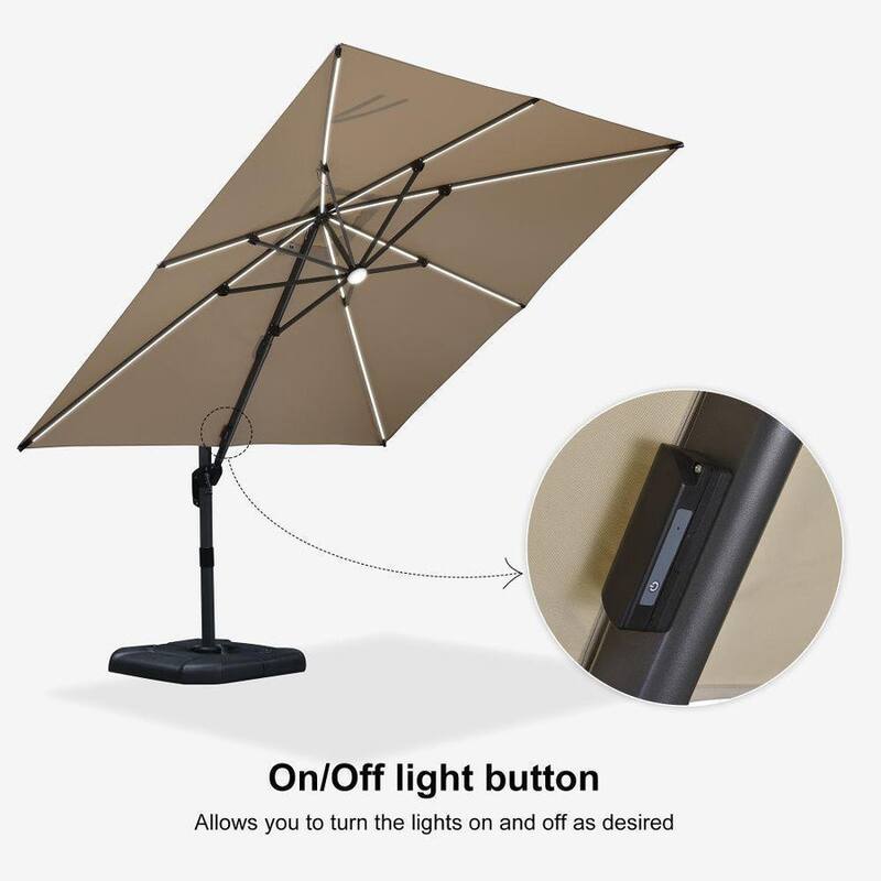 PURPLE LEAF 10 ft Square 360 Degree Rotation Patio Cantilever Umbrella