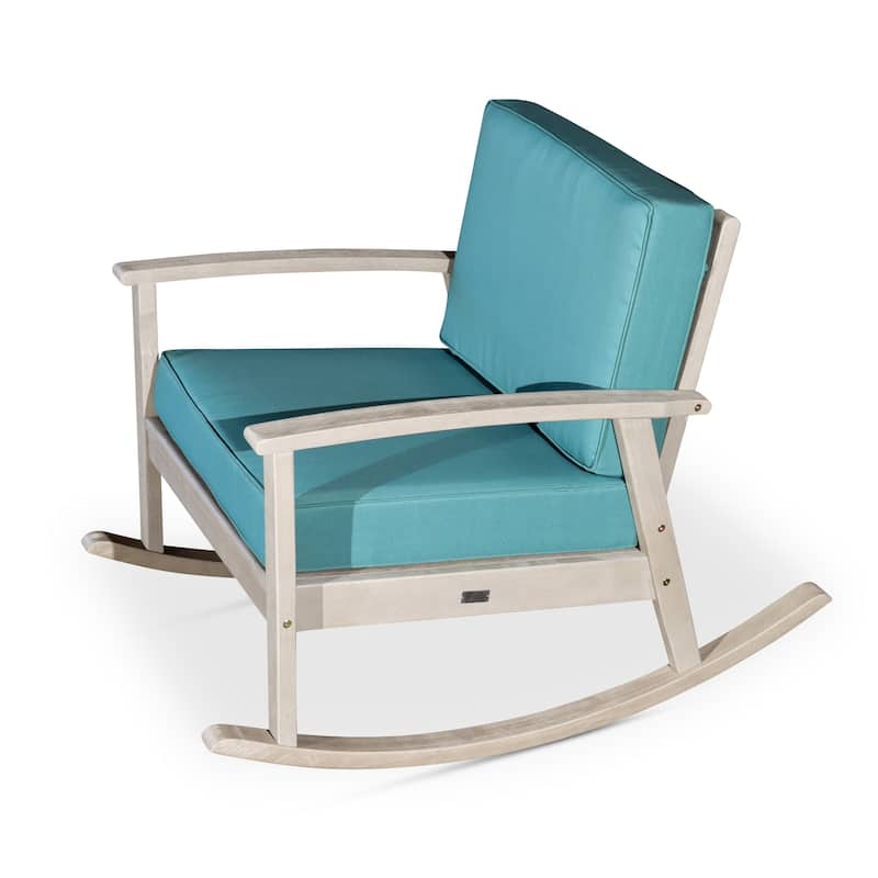 DTY Outdoor Living Longs Peak Eucalyptus Rocking Chair with Cushions