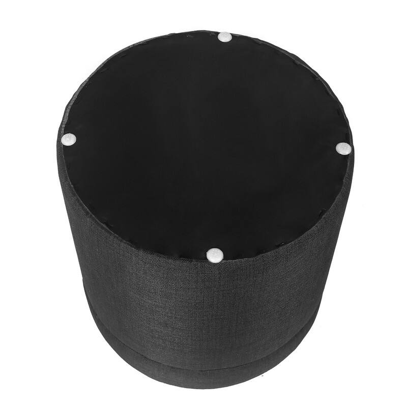 Adeco Round Storage Ottoman, Fabric Stool Footrest with Removable Lid