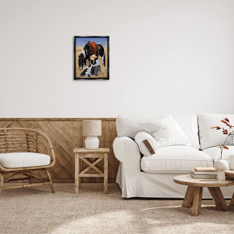 Stupell Cowboy with Dog & Horse Framed Floater Canvas Wall Art Design by Victoria Schultz