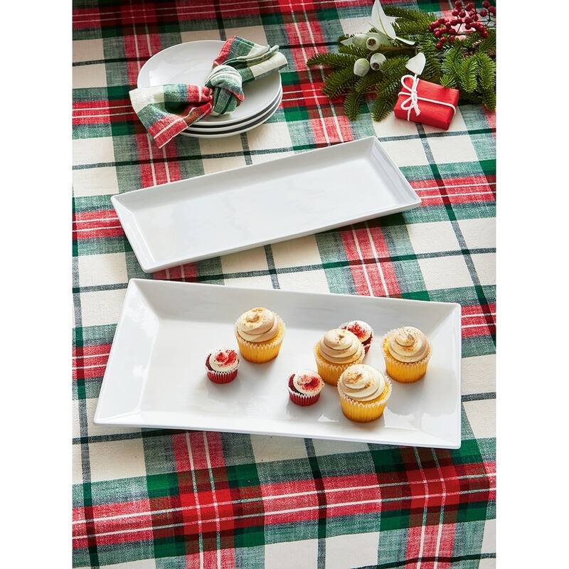 Whiteware Rectangular Serve Porcelain Dinnerware Serving Tray Platter, 17.25L x 7.0W x 1.18H Dishwasher Safe