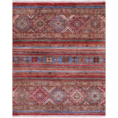 Golden Nile Khorjin Persian Gabbeh Hand Knotted Wool Rug - 3' 5" X 4' 2"
