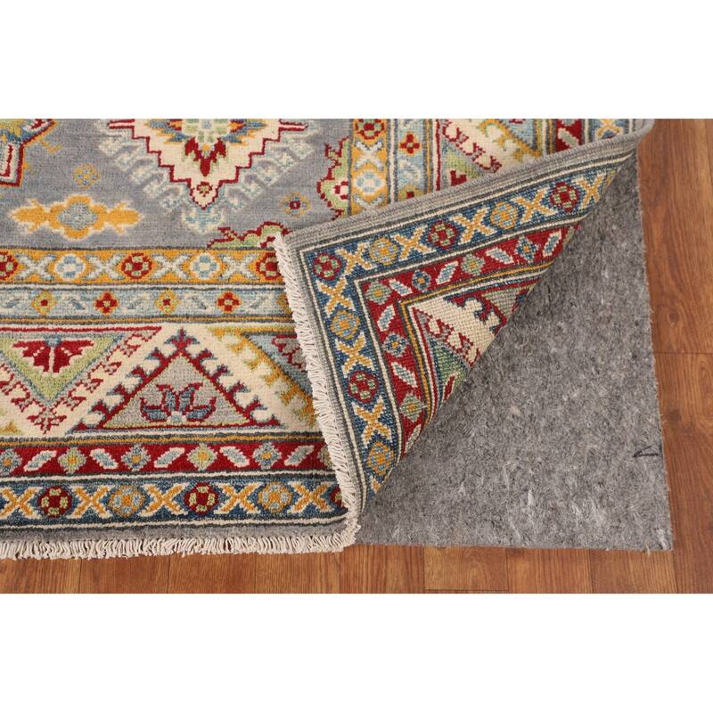 Traditional Grey Kazak Area Rug Handmade Wool Carpet - 5'1" x 6'11"