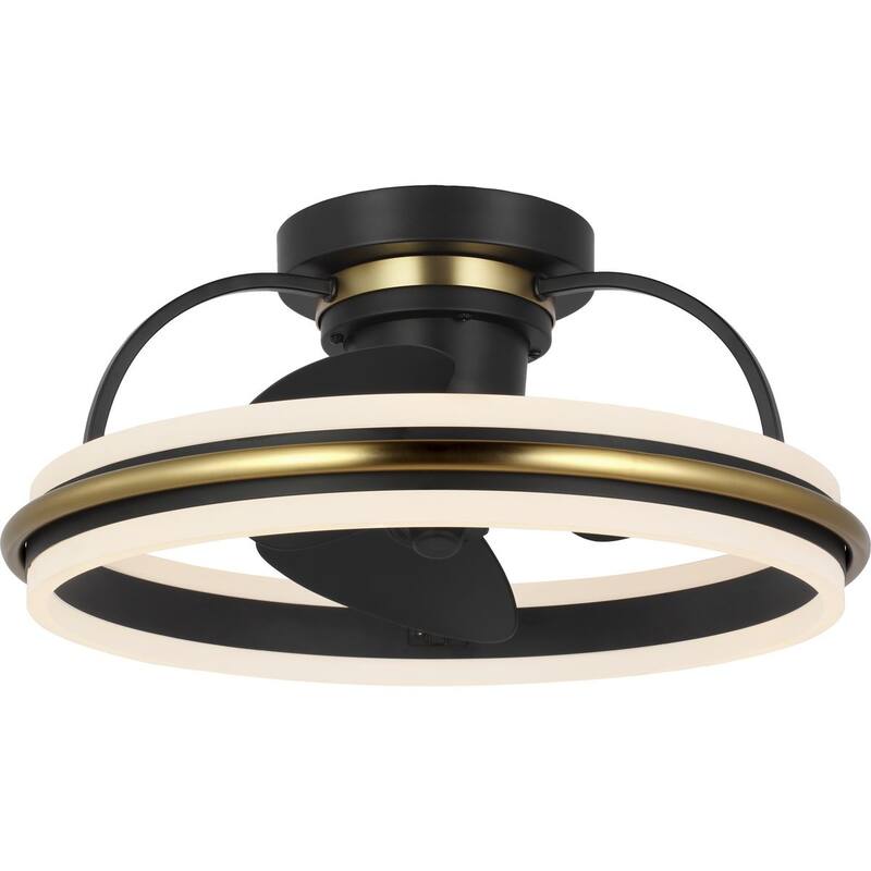 Burnett Collection Oscillating Three-Blade Matte Black Modern Traditional Ceiling Fan with Brushed Bronze Accent