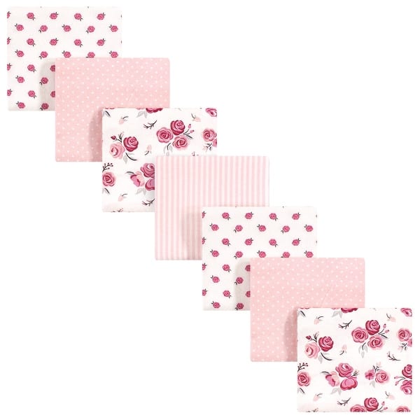 slide 1 of 1, Hudson Baby Infant Girl Cotton Flannel Receiving Blankets Bundle, Cream Rose, One Size - Cream Rose - One Size One Size - Cream Rose