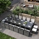 preview thumbnail 18 of 19, 16-Seater Aluminum Patio Dining Sets with Cushions and Tempered Glass Tabletop Grey