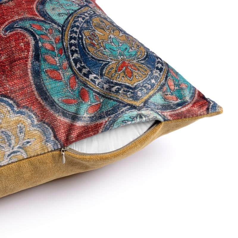 Austin Horn Classics Cantori Decorative Velvet Pillow Cover Rustic Red, 22"x22", Printed Velvet