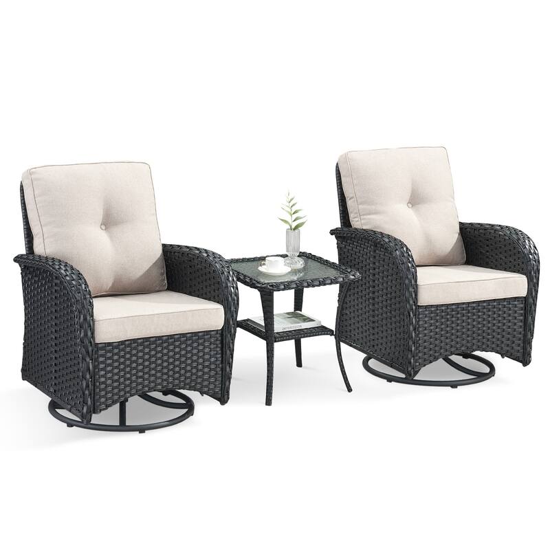 Pocassy Patio Swivel Rocker Chairs with Side Table