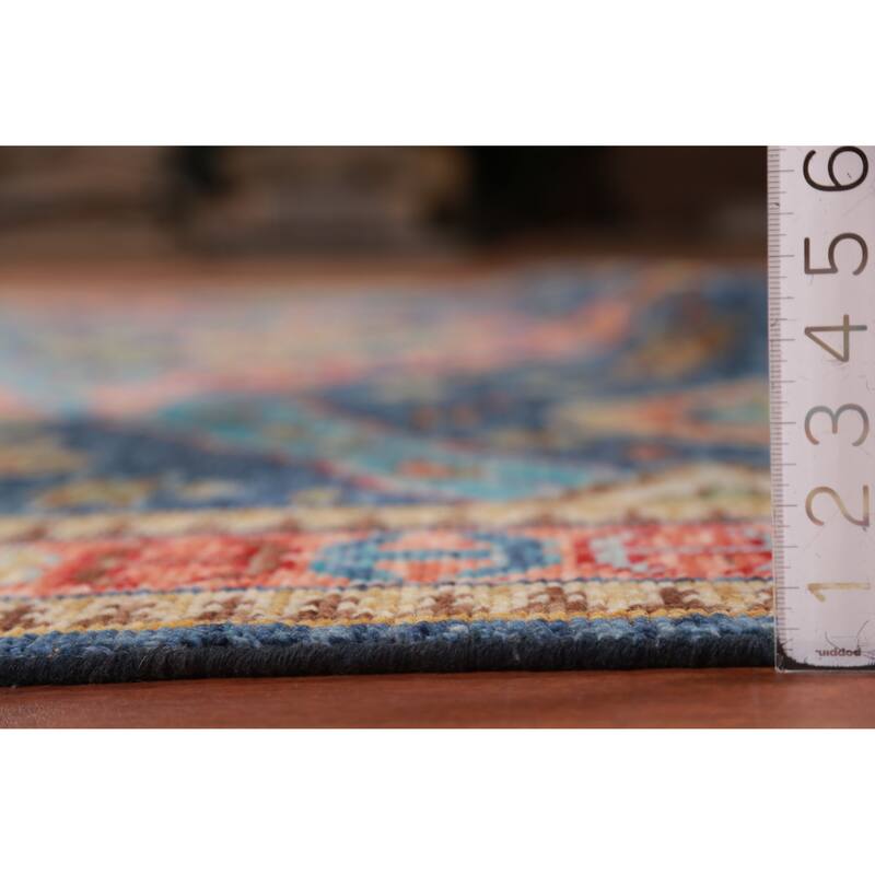 Blue Oushak Oriental Area Rug Hand-Knotted Wool Carpet - 8'11" x 11'10"