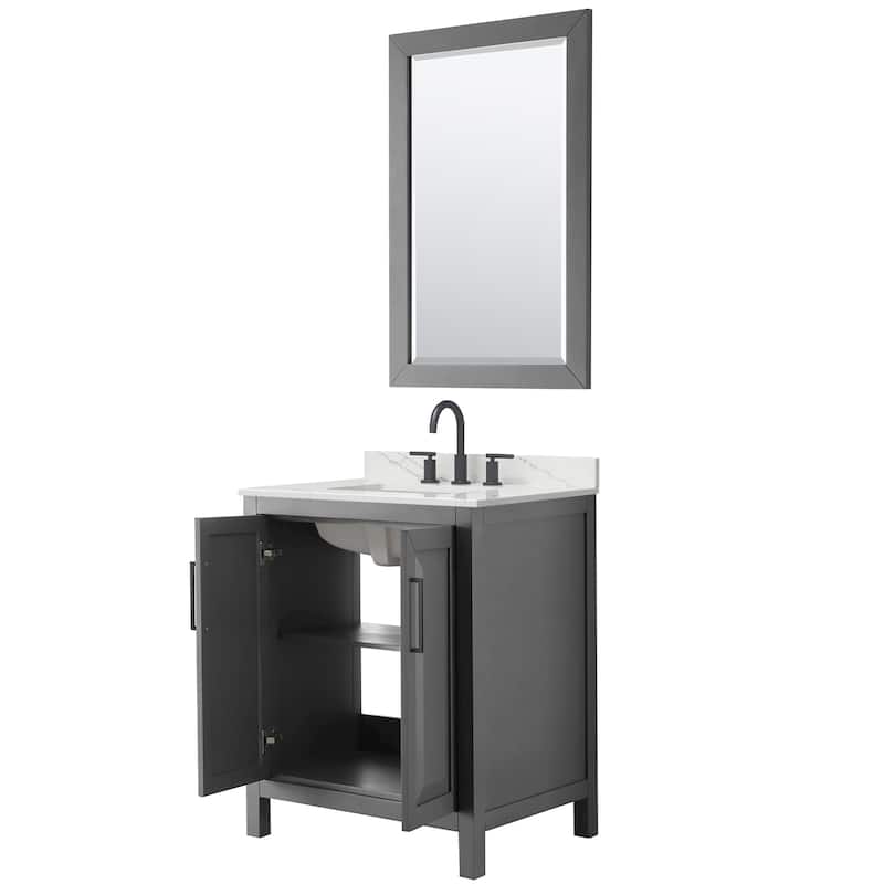 Daria 30-inch Single Vanity, 3 Hole Quartz Top, 24-inch Mirror