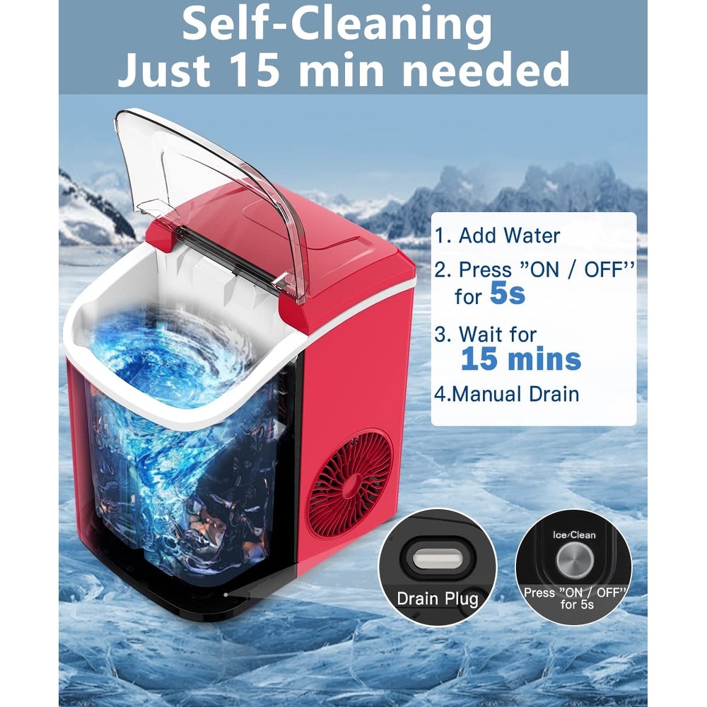 Ice Makers Countertop Nugget Ice Cubes, Pebble Ice Maker with Soft Chewy Pellet Ice, 10,000pcs/33lbs/Day, Self-Cleaning, One-Click Operation