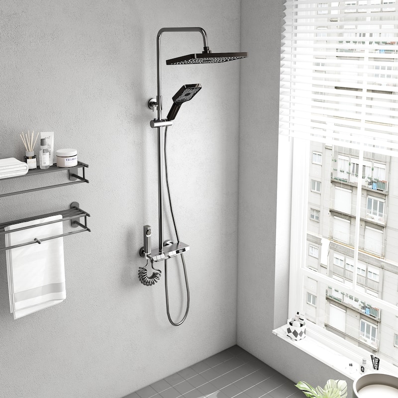 Thermostatic Shower System, Digital Display Bathroom Shower Faucet Set