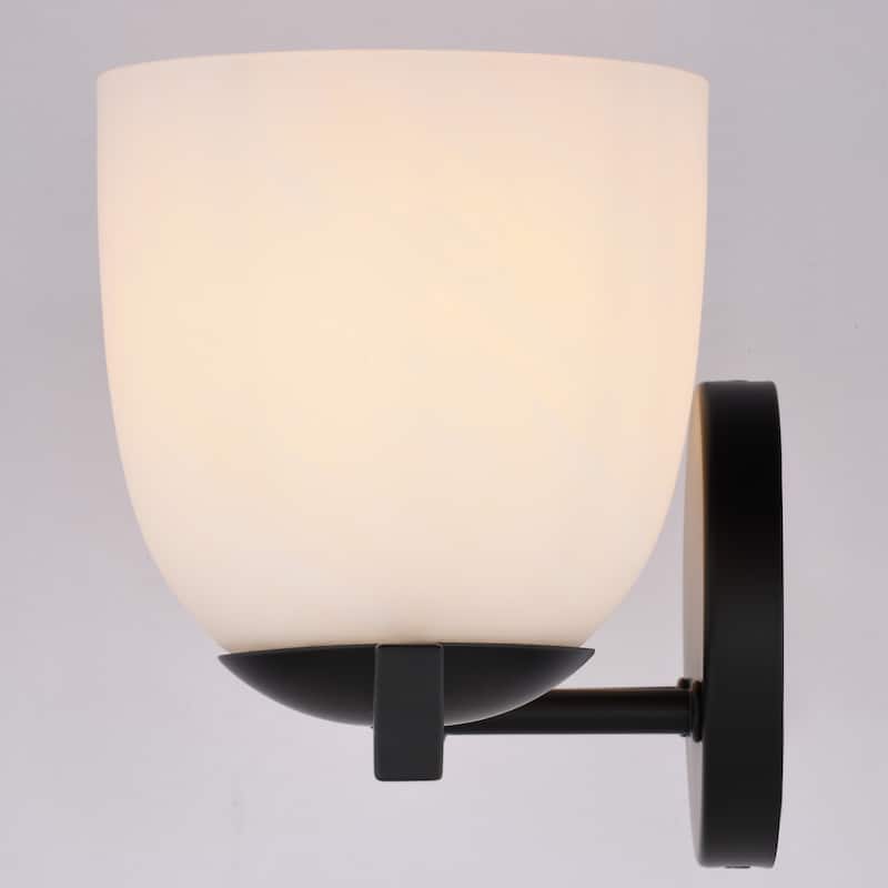 VAXCEL Bosworth Contemporary Bathroom Vanity Wall Light Fixture, White Alabaster Glass Shade, Dimmable, Reversible