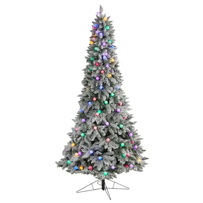 8.5' Flocked British Columbia Mountain Fir Christmas Tree - 8.6