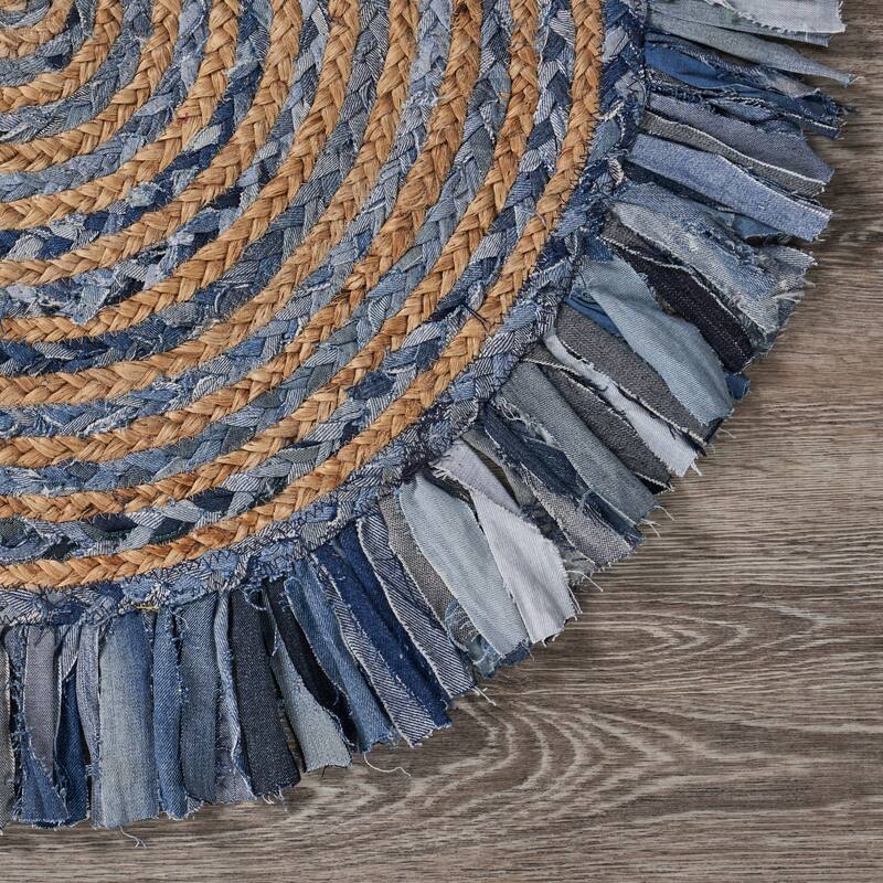 Bera Boho Braided Fringed Jute Indoor Area Rug by Sevita