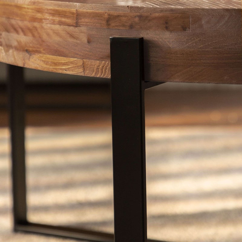 Modern Retro Round Coffee Table with Gold Cross Legs