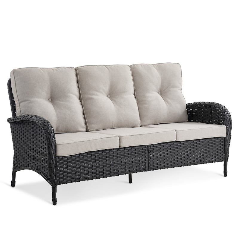 Outdoor Wicker Patio Sofa with Deep Seating