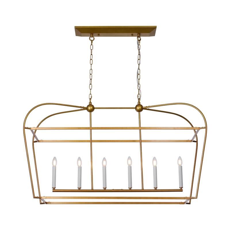 Linear Lantern 6-Light Foyer Debonair Island Chandelier Candle - N/A