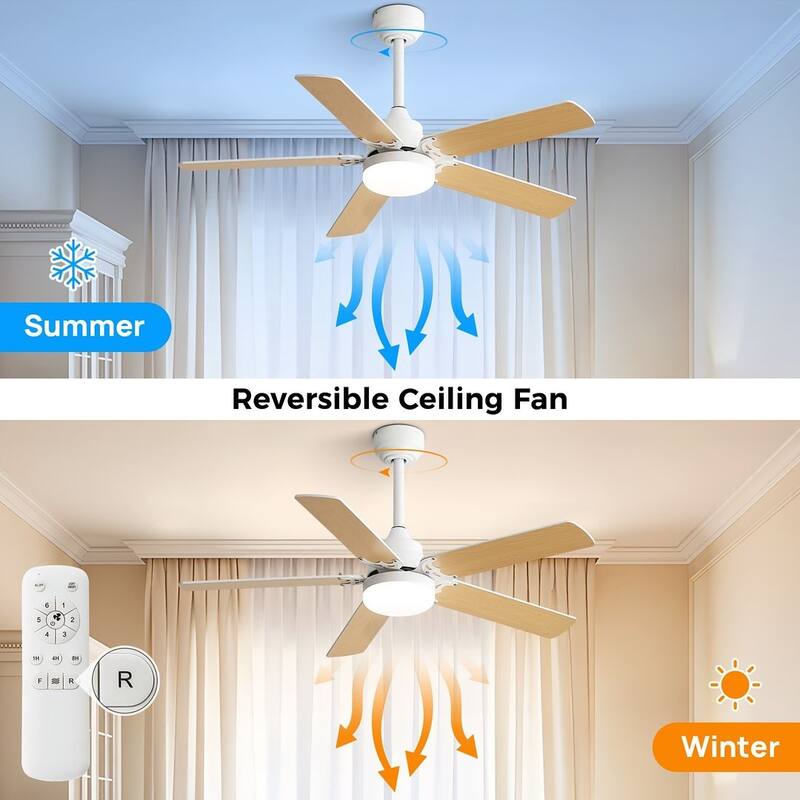 42" Farmhouse Reversible Ceiling Fan with LED Light and Remote Control