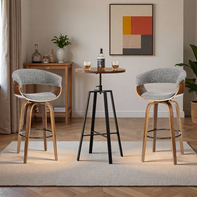 Glitzhome Modern 3-Piece Wooden Swivel Bar Stools & Height Adjustable Pub Table Set