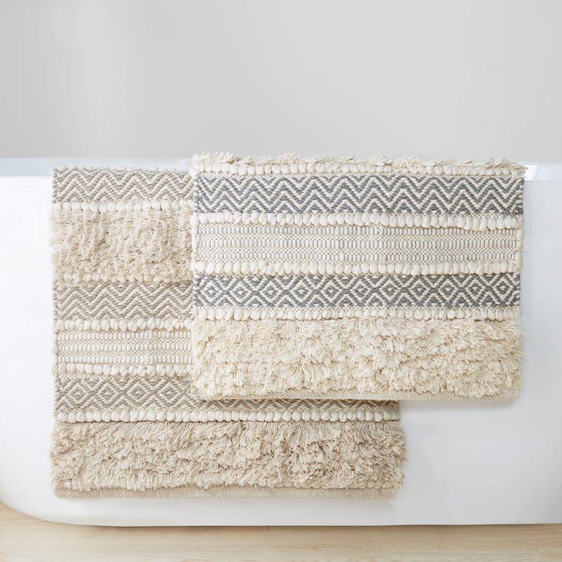 INK+IVY Asher Woven Texture Stripe Bath Rug