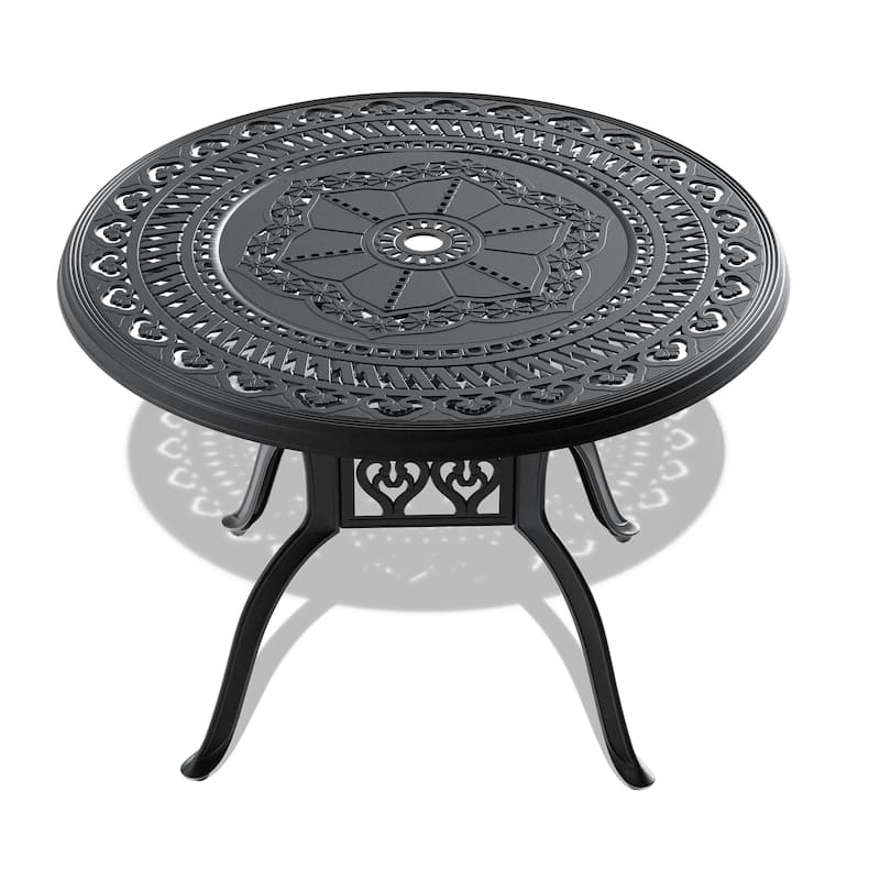 3 Piece Patio Bistro Set with Cushions, Bistro Chairs and Table with Umbrella Hole