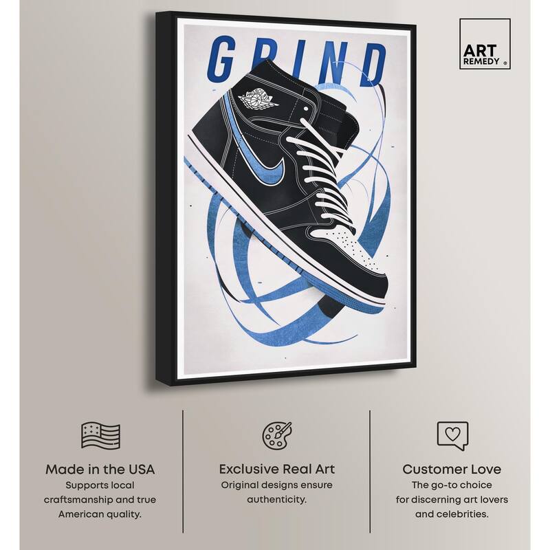 Blue Ribbon Sneaker Canvas by Art Remedy