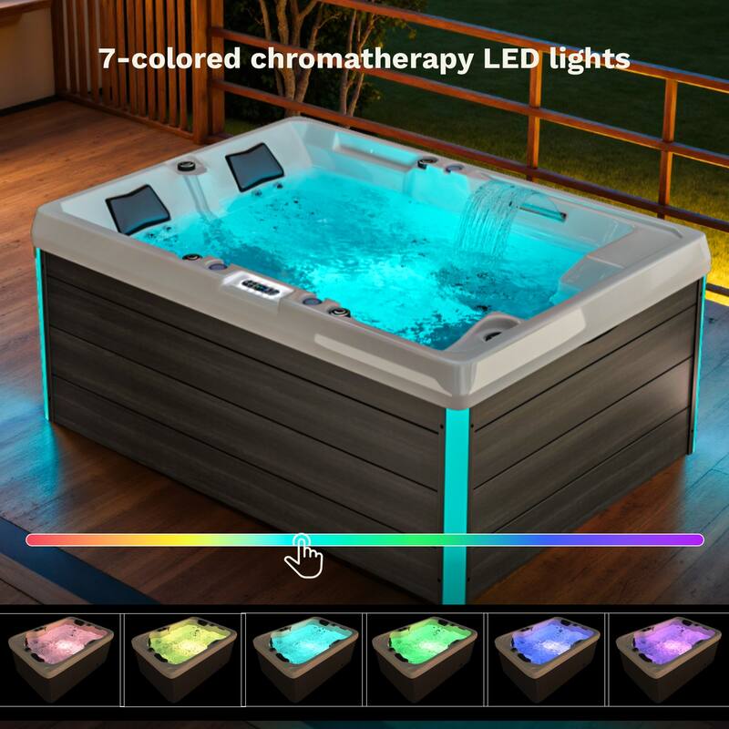 Patiowell 4-Person 41 Jets Hot Tub with Digital Control System-The Fresh Water System and LED Lighting-Intelligent
