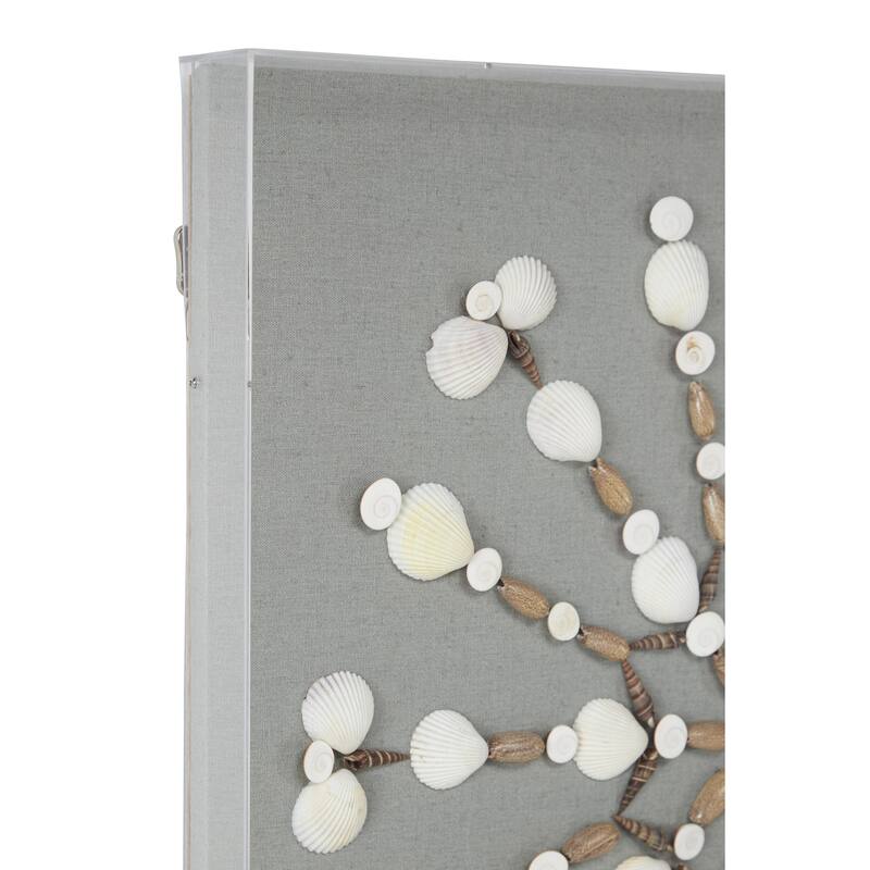 Acrylic Plastic Shell 3D Shadow Box with Gray Fabric Backing - Clear - Roche River Decor