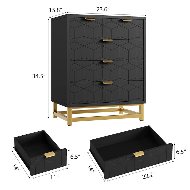 5 Drawer Dresser, Chest with Metal Base, Modern Organizer Cabinet for Bedroom, Living Room, Hallway